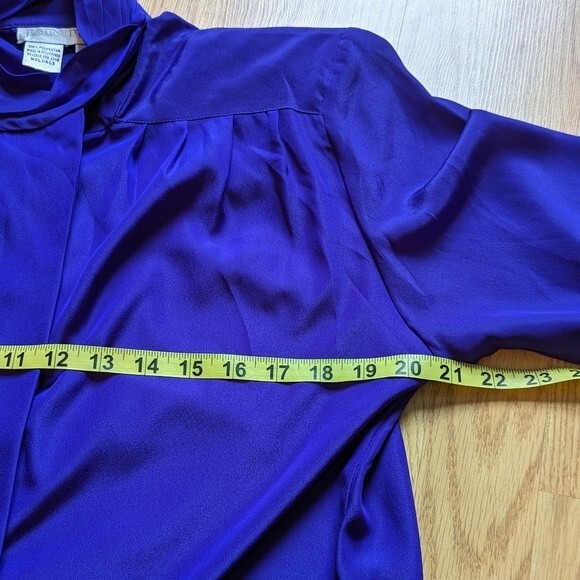 Justine Todd Vintage 80s Purple Ruffled Long Sleeve High Neck Blouse SZ 8 Large - Picture 2 of 7